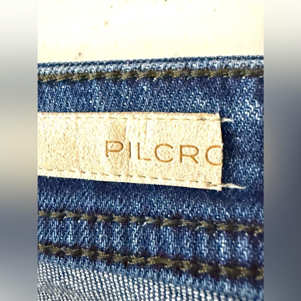 Anthro Pilcro Slim Boyfriend Crop High Rise Jeans With Embroidered Side Stripe - Picture 9 of 15